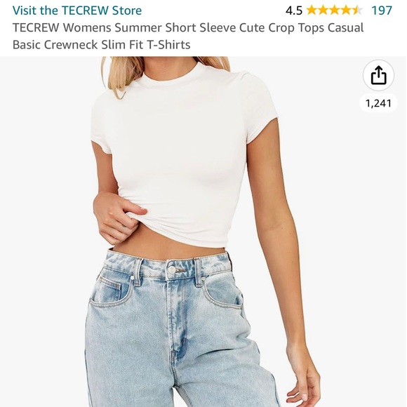 Tops - TECREW Womens Summer Short Sleeve Cute Crop Tops Casual Basic Crewneck